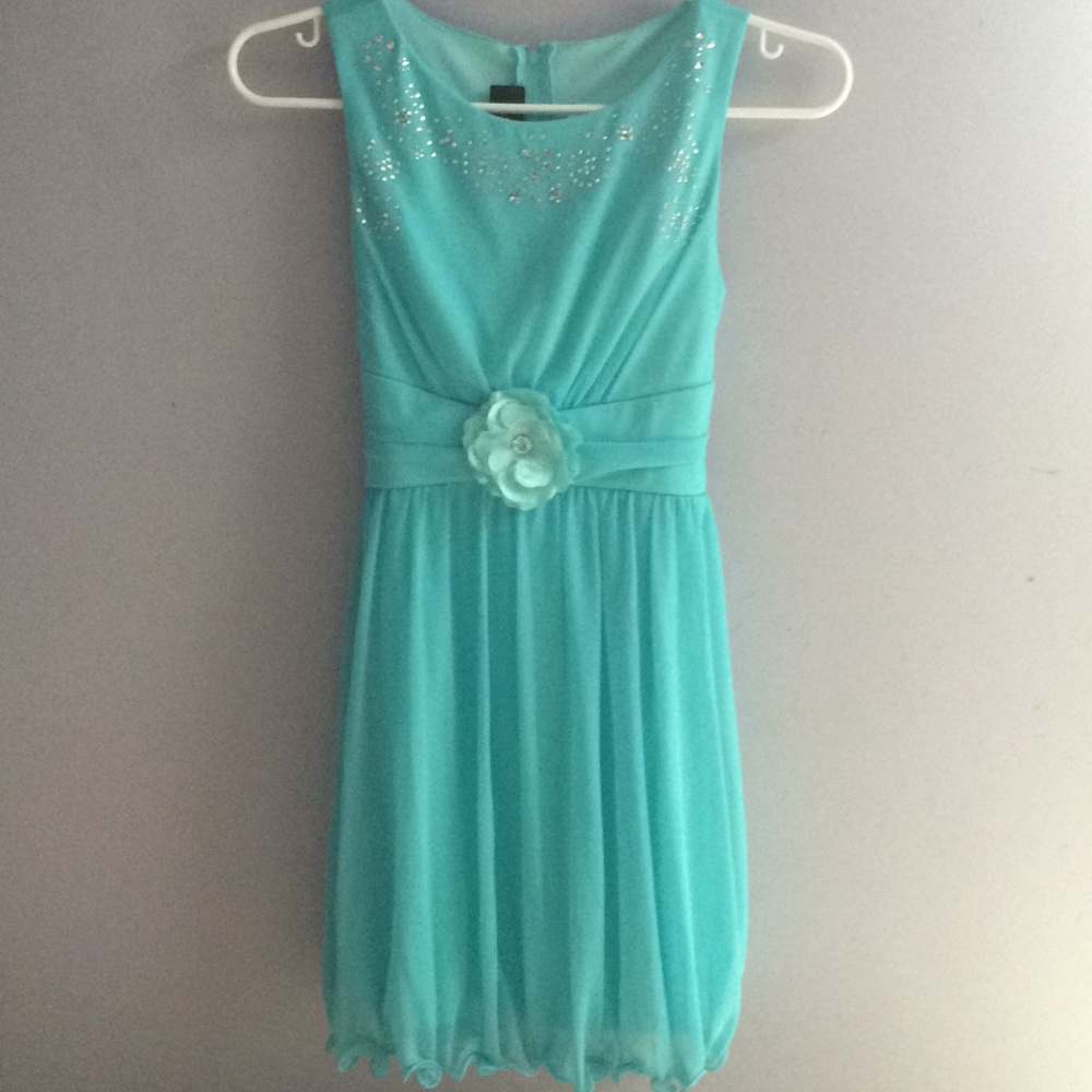 Aqua dress with flower